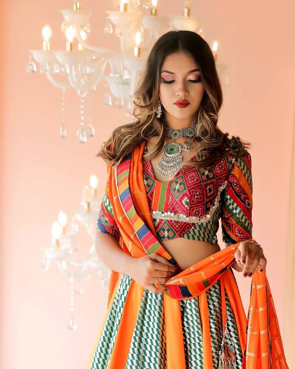 Rangriti Festive Bloom Dazzling Tribal Patchwork Flair Lehenga Choli