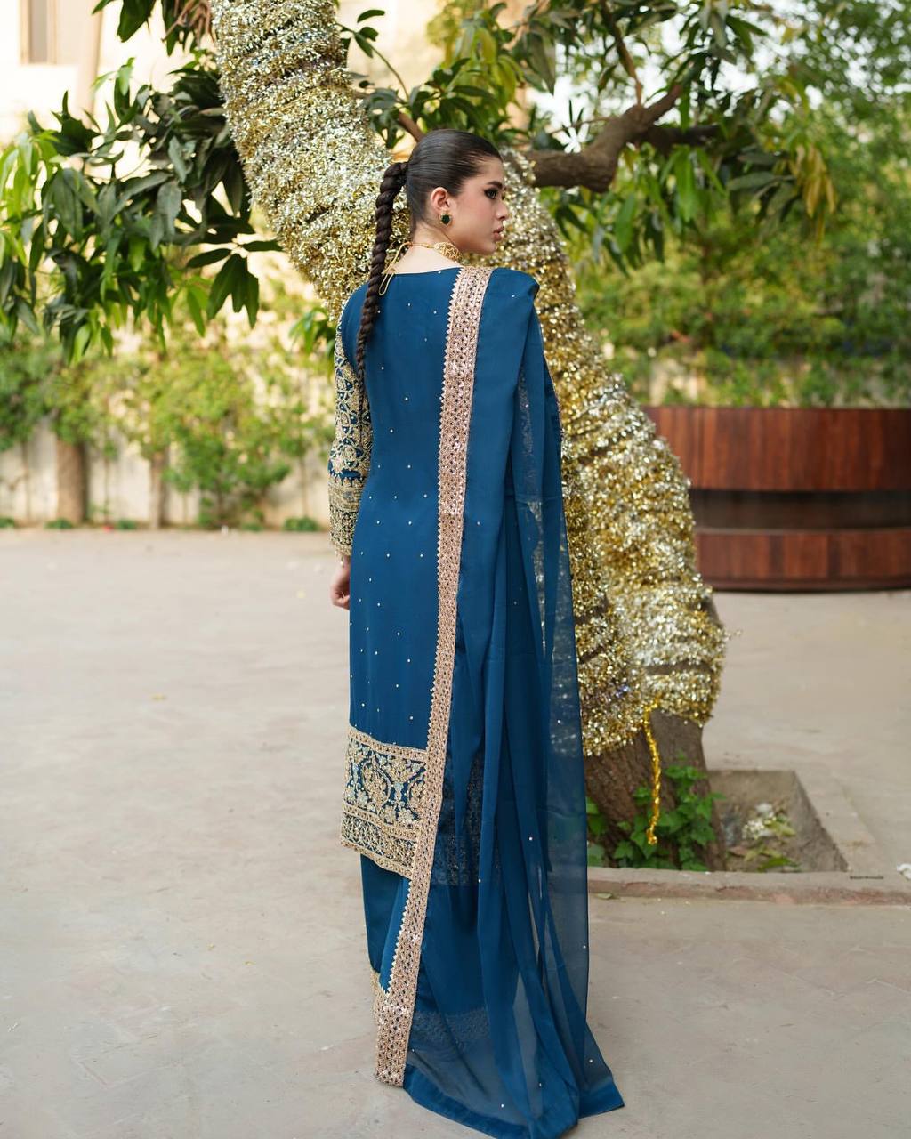 Dastaan e Neelum A Royal Chronicle Woven in Midnight and Gold Suit