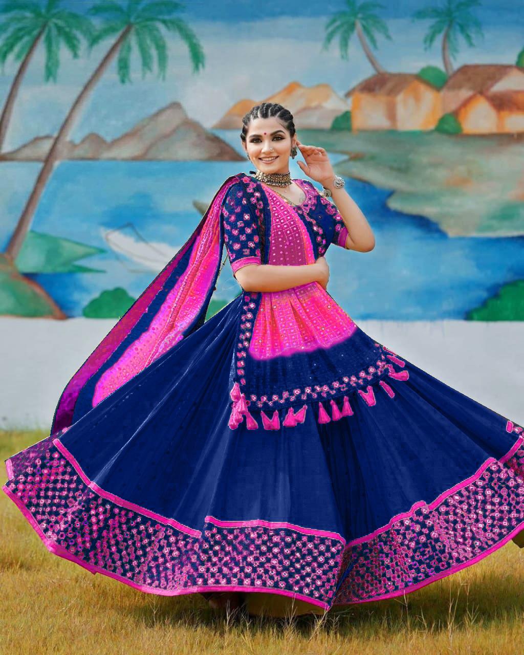 ROYAL BLUE LEHENGA CHOLI REAL MIRROR WORK WITH DUPATTA