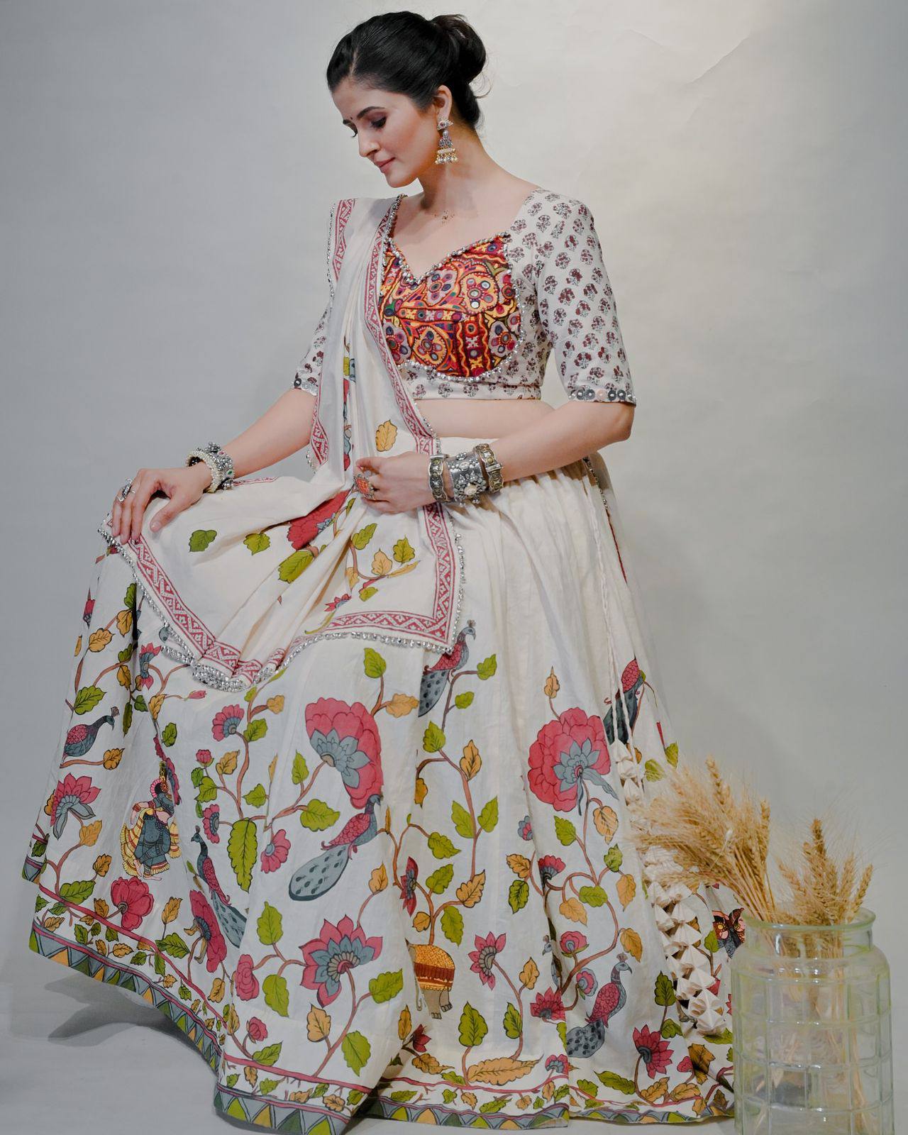 The Carnival Couture Gamathi work And Real Mirror work Tradition Lehenga Choli