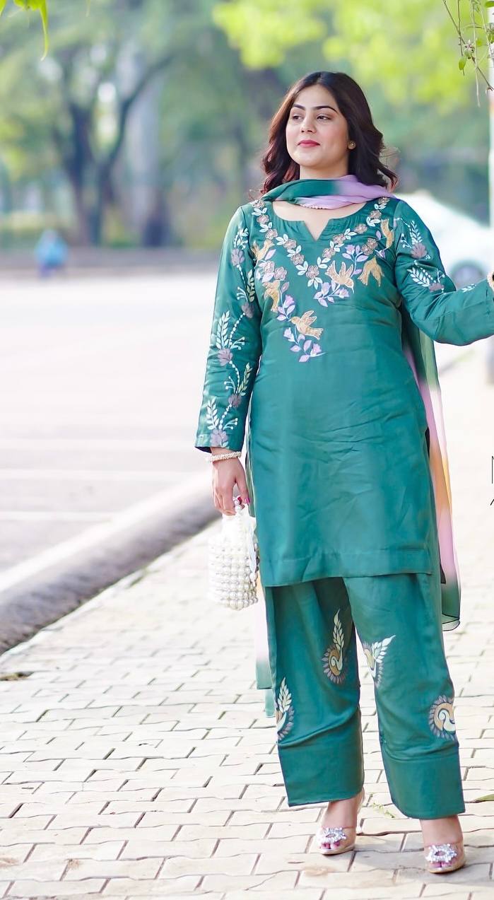 Falak Modern Royalty Classic Teal Kurta Set