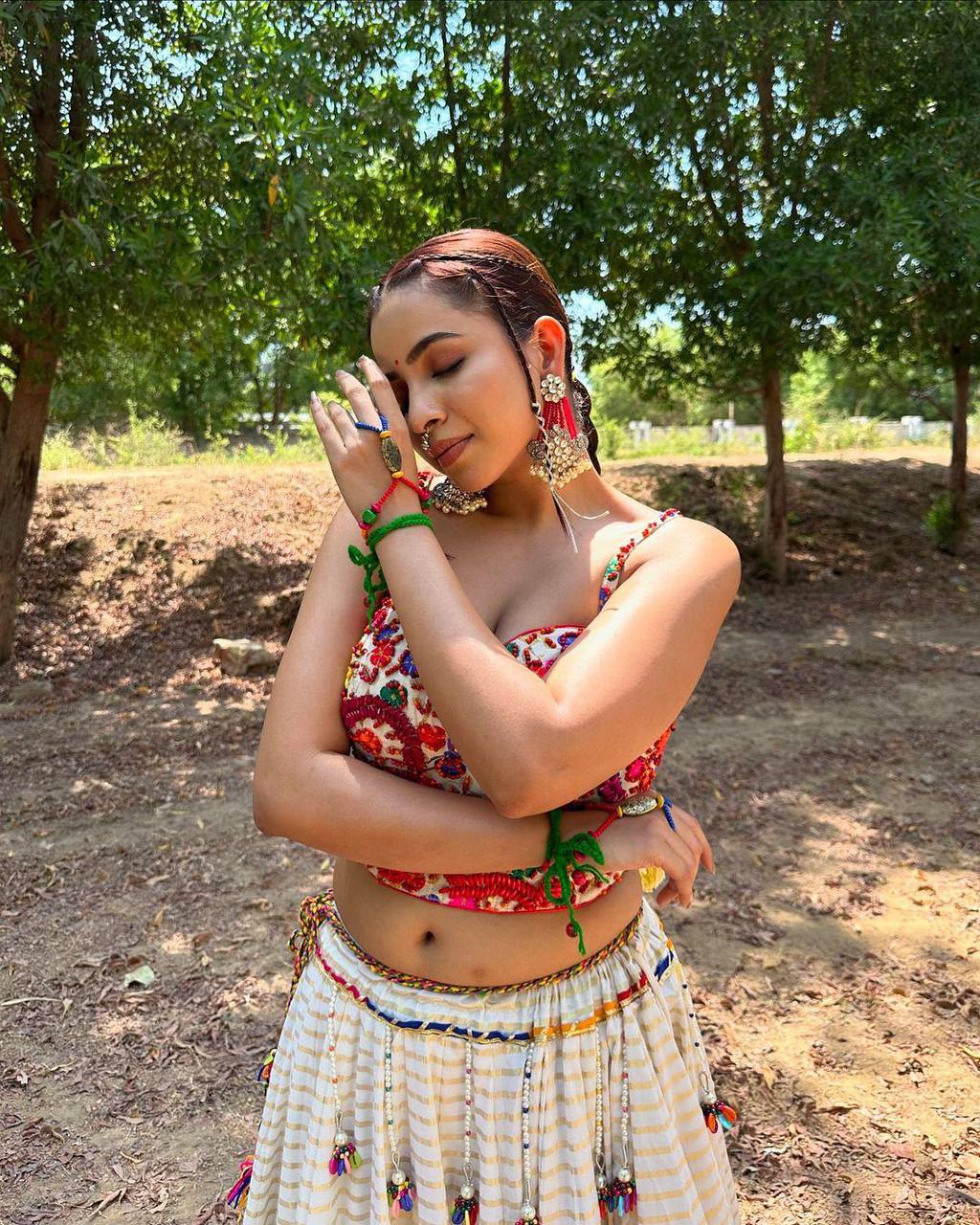 Desert Bloom Couture Kutchi Patch Multi Color Hand Embroidered Lehenga