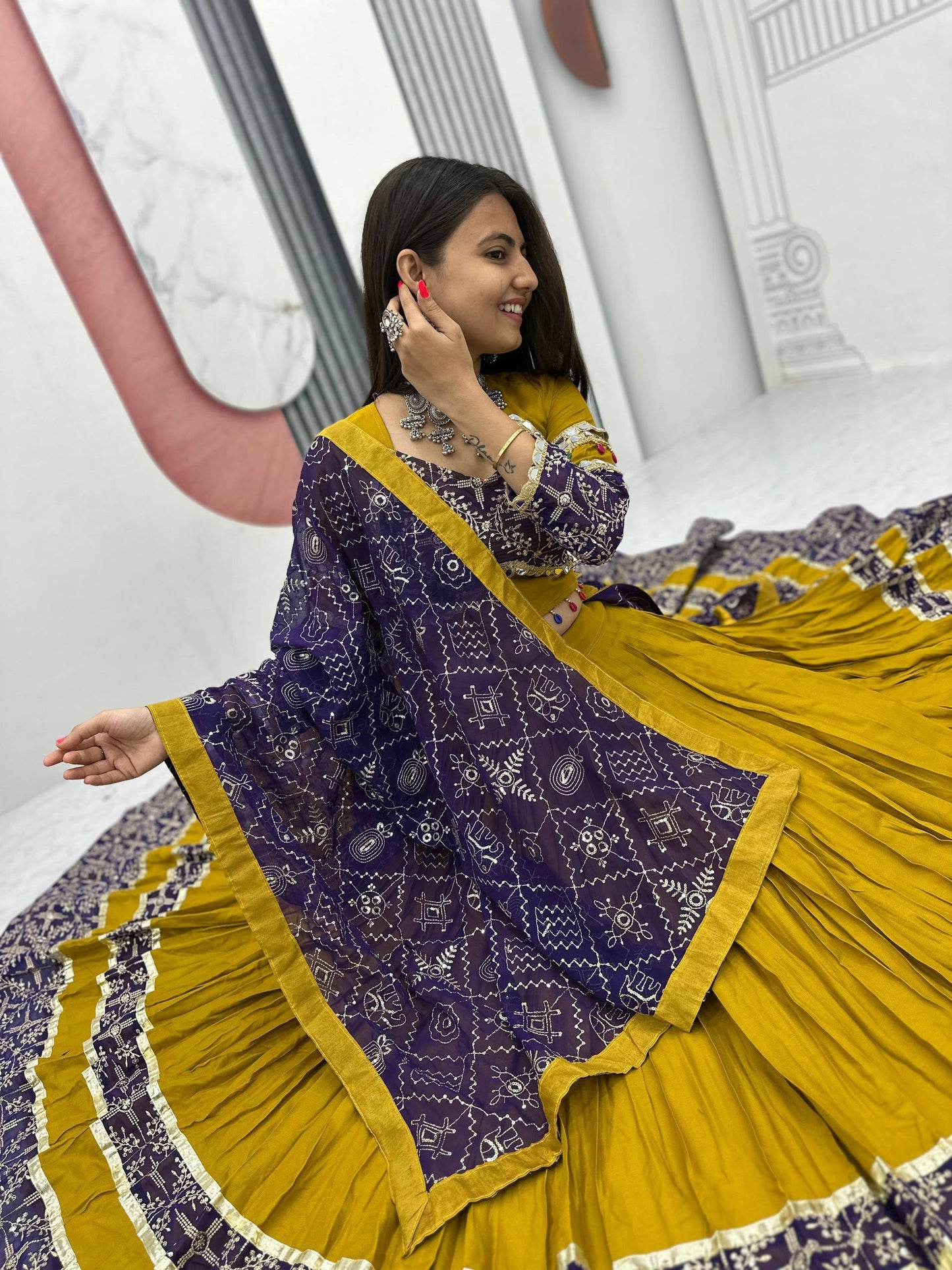 Amaya Raang Vibrant Mustard Pure Cotton Bandhani Lehenga