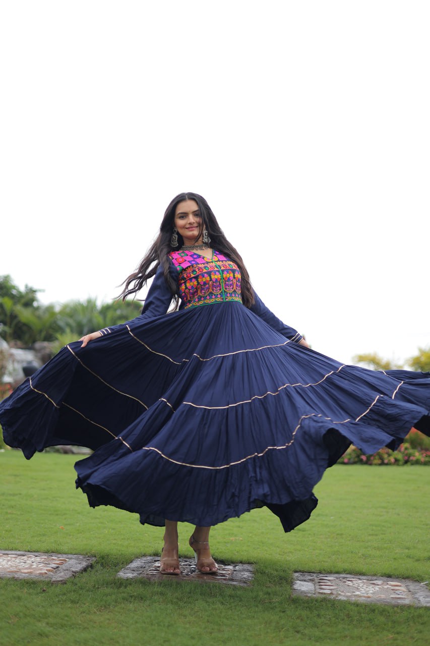 Rangrez Kutchi Mirror Work Embroidered Flared Gown