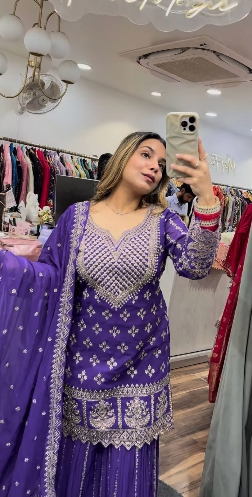 Zeenat Royal Violet Silver Thread Embroidery Patiala Suit Set