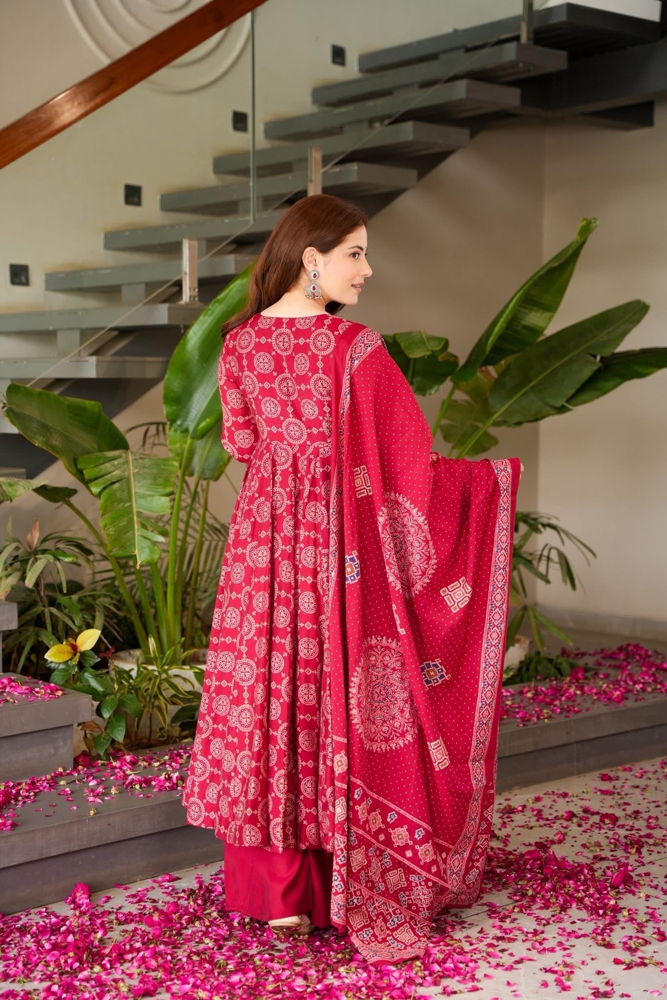 Seraphina Red Muslin Suit Set