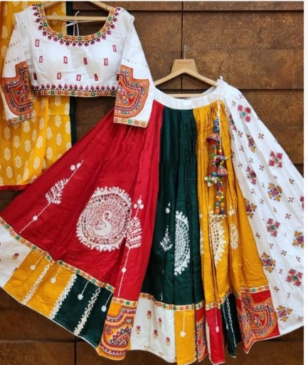 Soft Butter Silk with Fancy Digital Print Work & Real Mirror Work