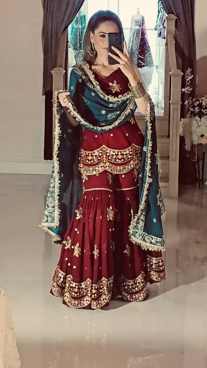 Nazneen Royal And Bold Designer Party Wear Sharara