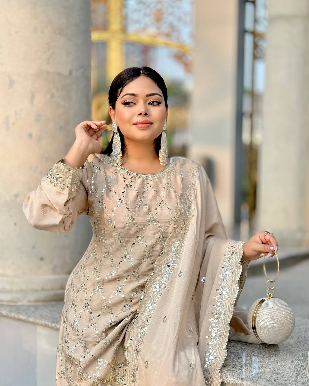 Zarista Sequence Work with Real Mirror Hand Work Sharara