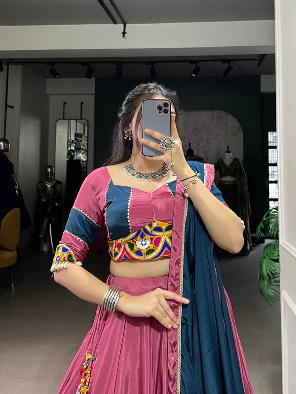 ColorCraze Sequins Thread Embroidery Gotta Patti Lace Lehenga choli