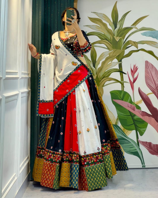 Raangdhara Multicolor Traditional Patchwork Navratri Lehenga Choli