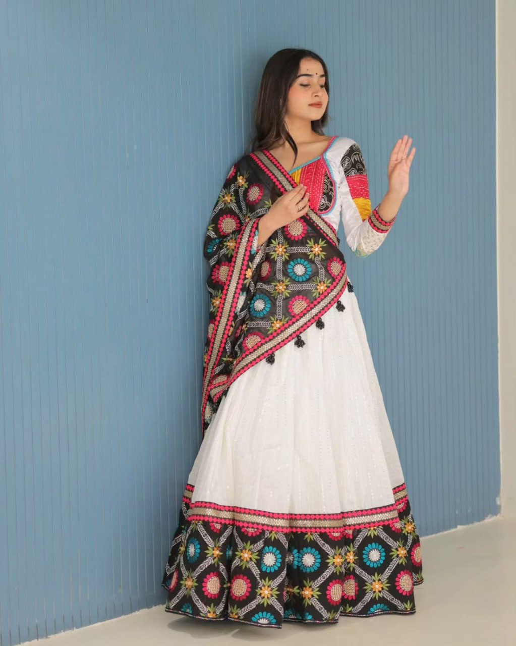 Tejasvi GlowMirror work Garba Lehenga Choli