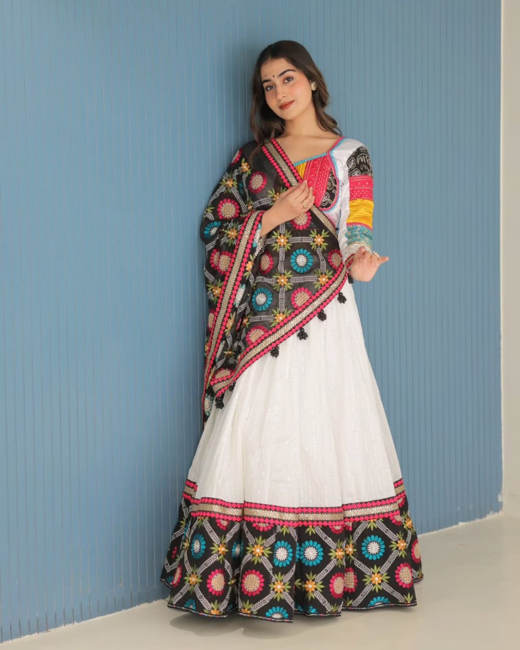 Tejasvi GlowMirror work Garba Lehenga Choli