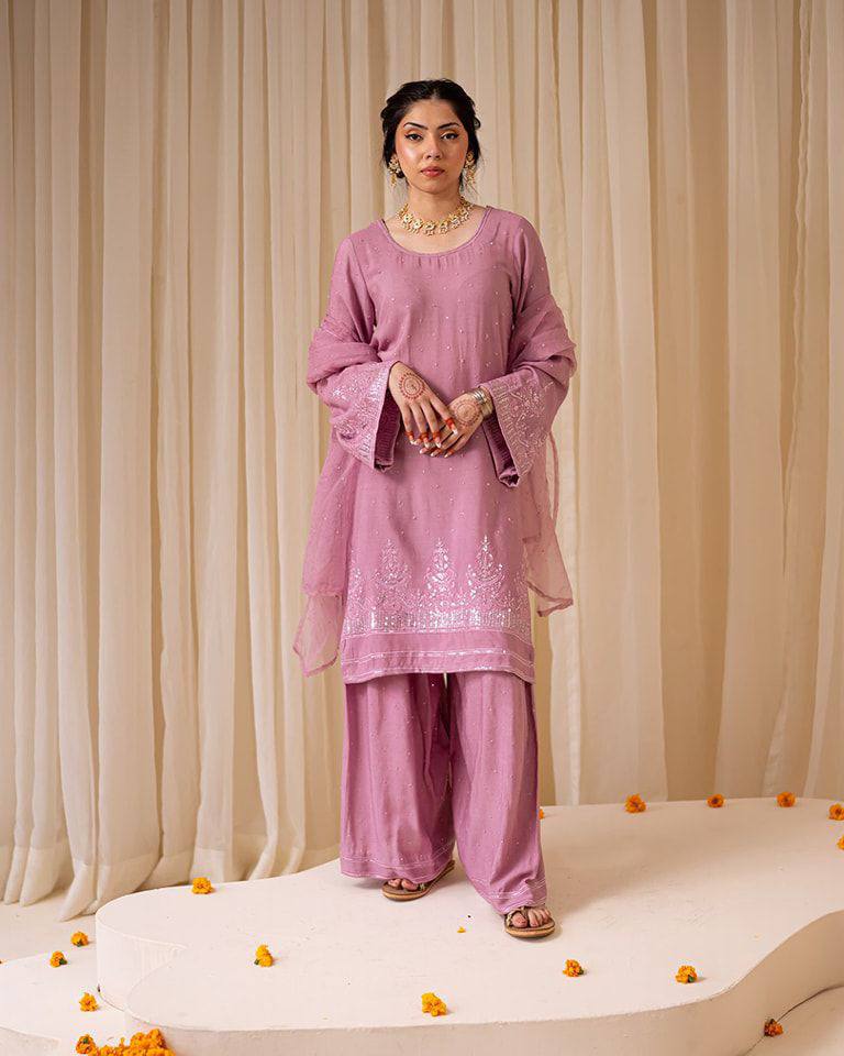 Dreamy Mauve Moments Light Ethnic Co-Ord Set