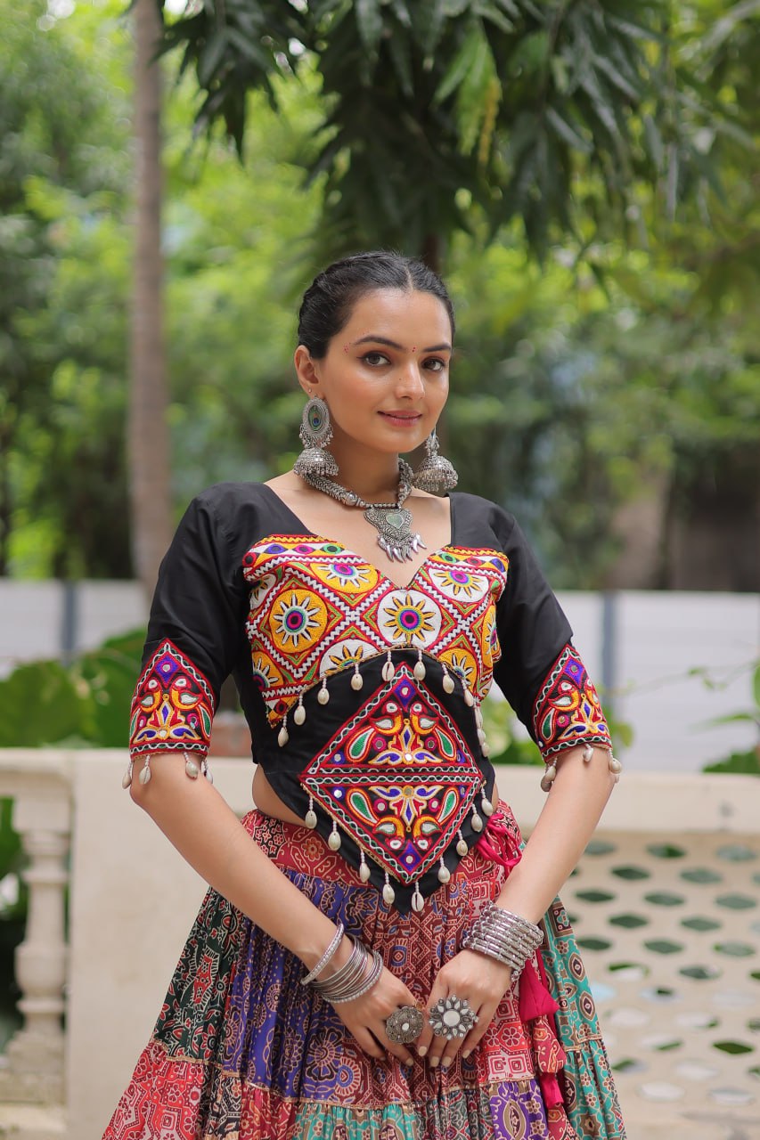 RangTarang Multicolor Cotton Mirror Work Chaniya Choli Set