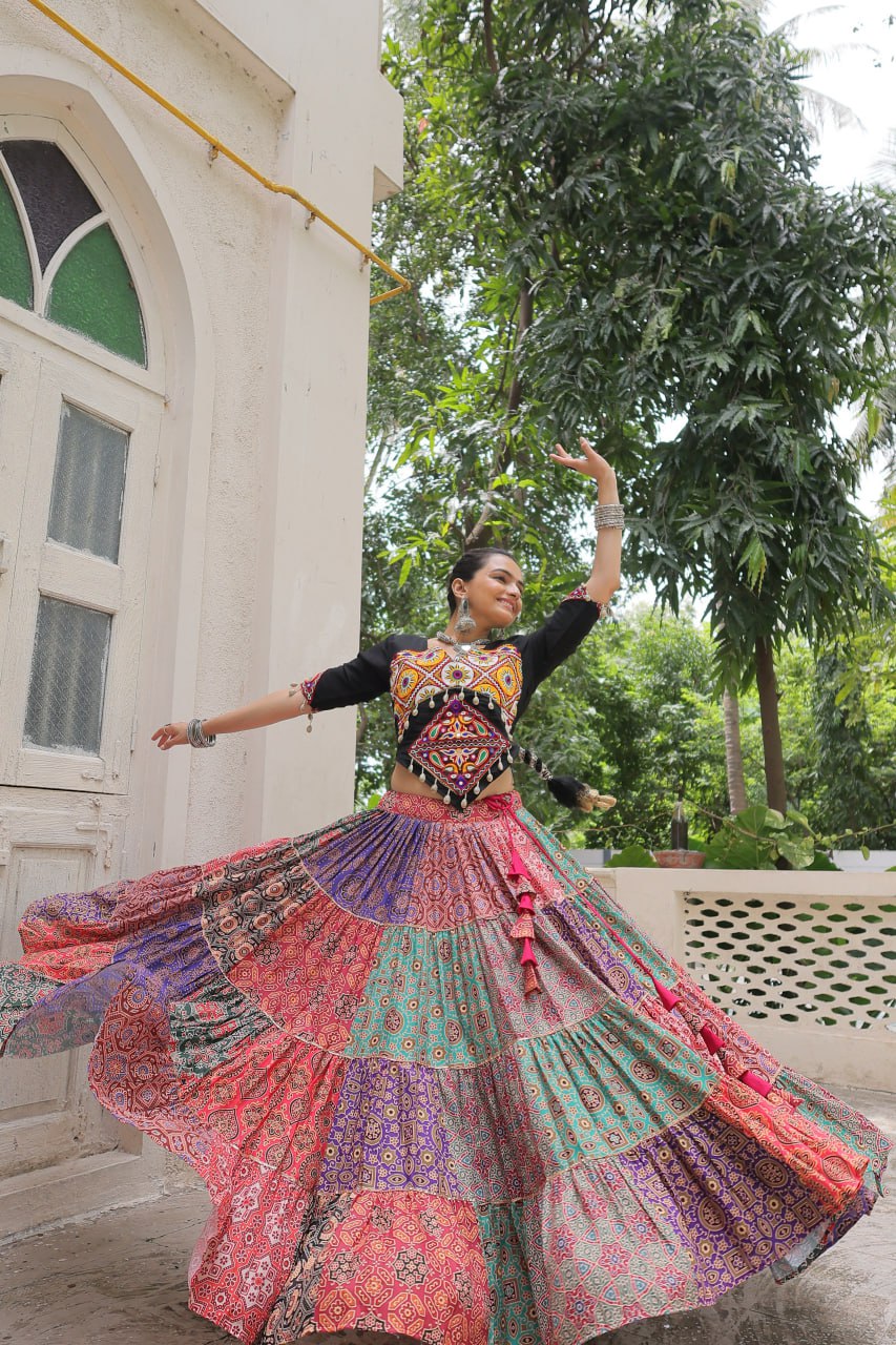 RangTarang Multicolor Cotton Mirror Work Chaniya Choli Set