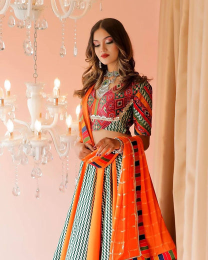 Rangriti Festive Bloom Dazzling Tribal Patchwork Flair Lehenga Choli