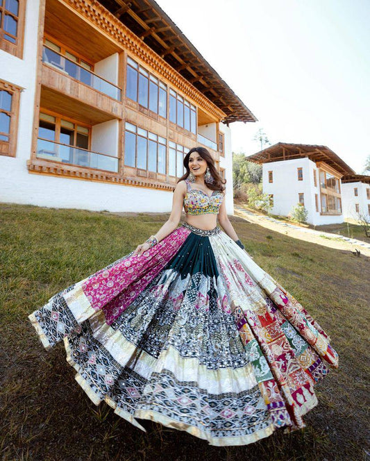 Royal Mirror Embroidered Multicolor Lehenga Set