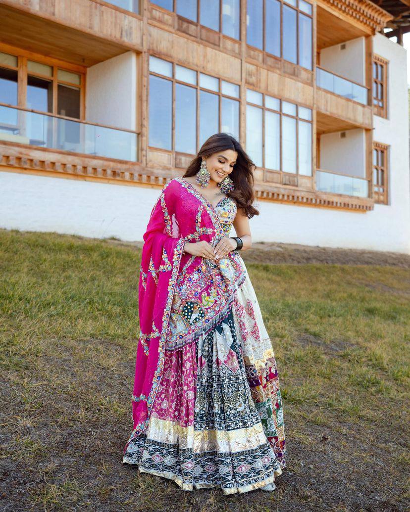 Royal Mirror Embroidered Multicolor Lehenga Set