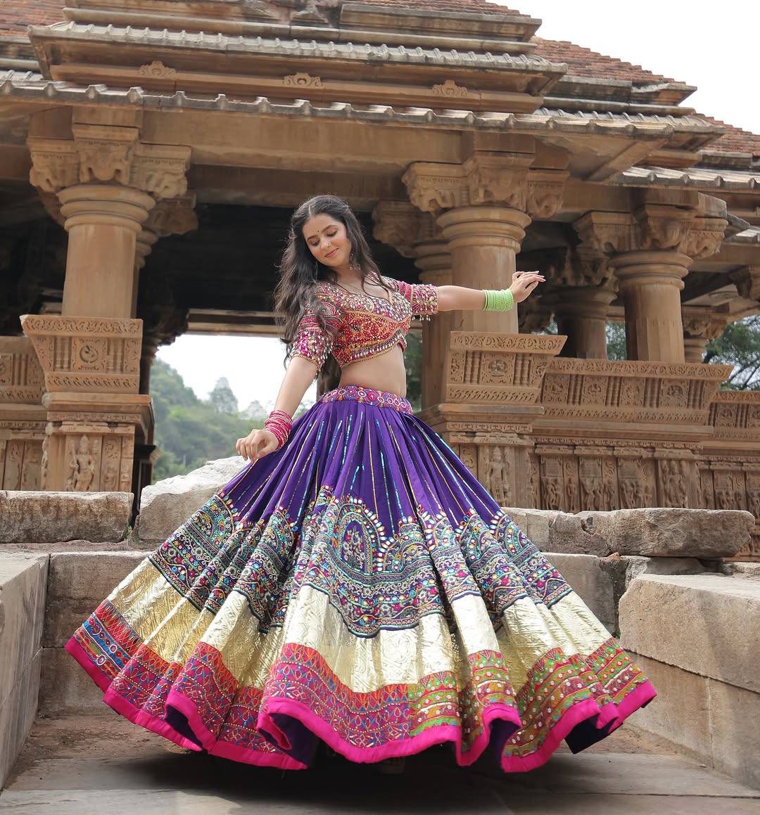 Kavya Traditional Purple & Gold Banarasi Lehenga choli