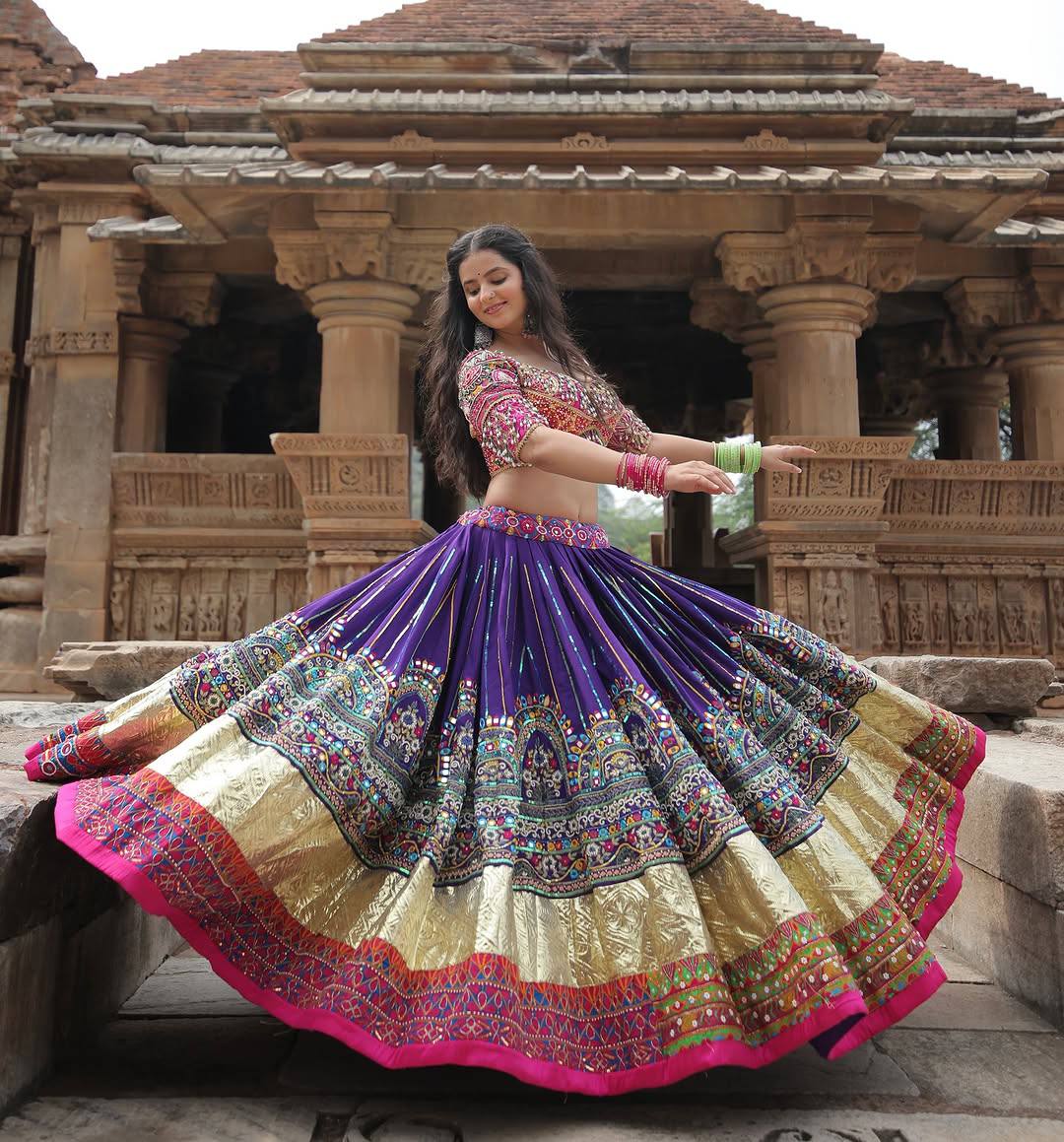 Kavya Traditional Purple & Gold Banarasi Lehenga choli