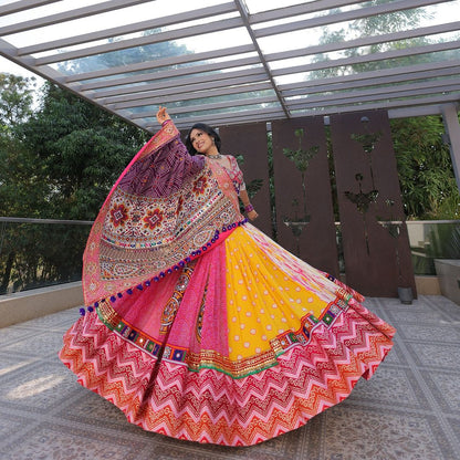 Navratri night classy is by wearing this Multicolor Lehenga With Real Mirror Work