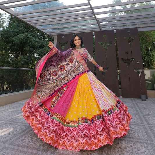 Navratri night classy is by wearing this Multicolor Lehenga With Real Mirror Work