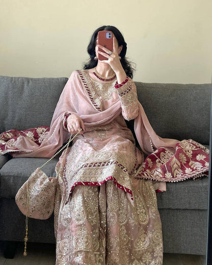 Timeless Grace Couture Foux Gorgette Sharara Suit Set