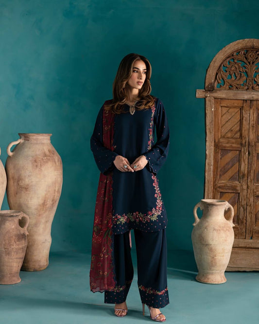 Celestial Bloom Royal Indigo Navy Luxe Wear Farshi Suit