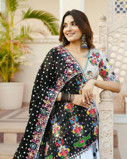 HEAVY MUSLIN COTTON WITH EMBROIDERY WORK LEHENGA CHOLI