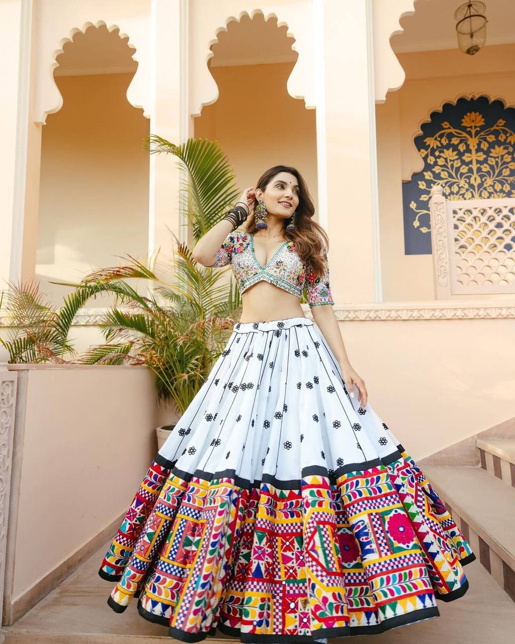 HEAVY MUSLIN COTTON WITH EMBROIDERY WORK LEHENGA CHOLI