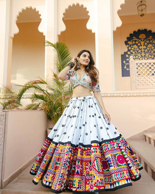HEAVY MUSLIN COTTON WITH EMBROIDERY WORK LEHENGA CHOLI