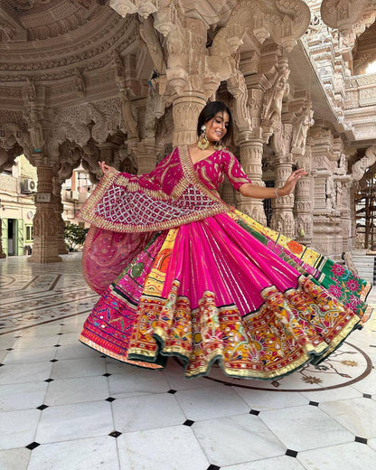 PINK COLOR LEHENGA WITH HEAVY WORK LACE ATTACHED PINK DUPATTA