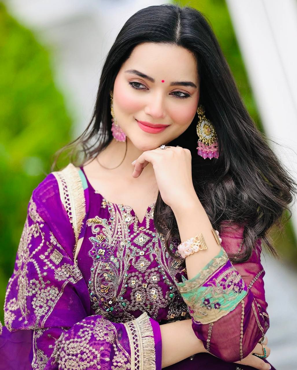 Royal Riwaz Deep Purple Antique Embroidery & Gota Borders Plazzo Set