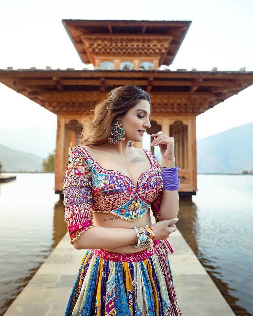 MULTICOLORED SEQUENCE WORK GRABA DANCE NAVRATRI LEHENGA CHOLI