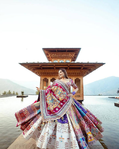 MULTICOLORED SEQUENCE WORK GRABA DANCE NAVRATRI LEHENGA CHOLI