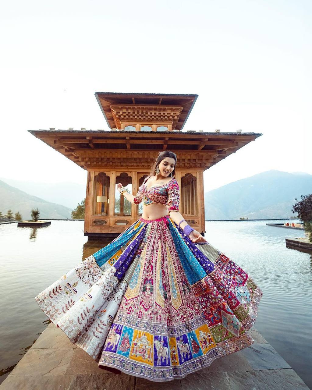 MULTICOLORED SEQUENCE WORK GRABA DANCE NAVRATRI LEHENGA CHOLI