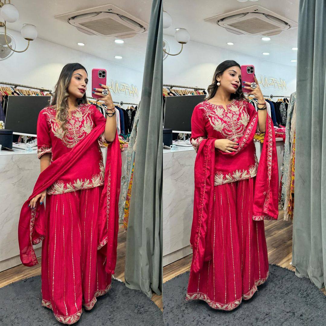 Sara Chinon Silk Sharara Set