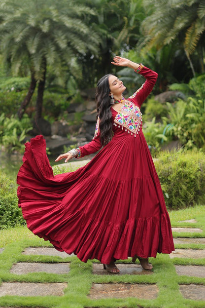 Rangila Ruby Mirror Magic in Every Twirl Gown