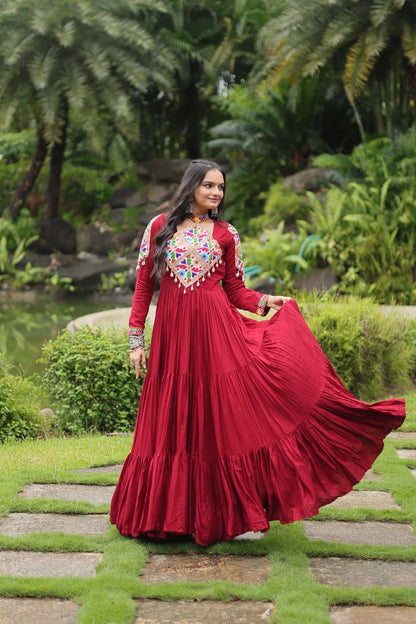 Rangila Ruby Mirror Magic in Every Twirl Gown