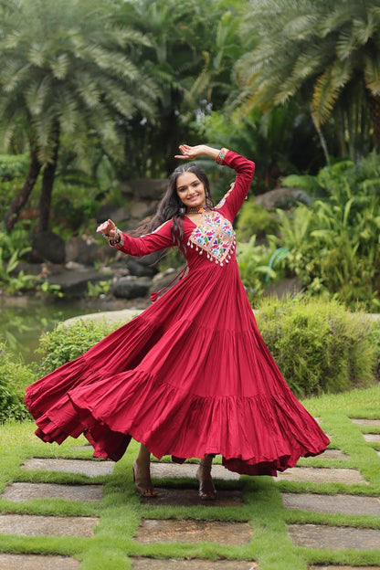 Rangila Ruby Mirror Magic in Every Twirl Gown