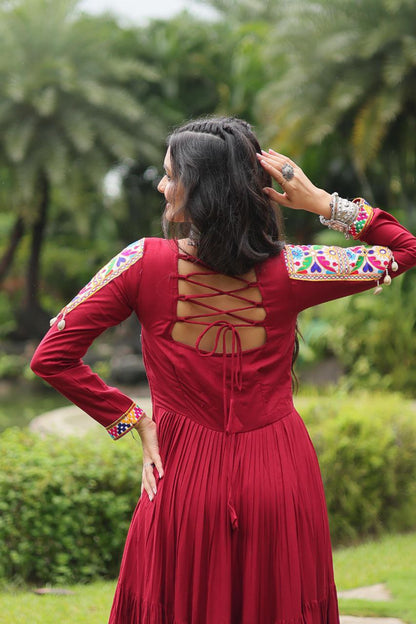 Rangila Ruby Mirror Magic in Every Twirl Gown
