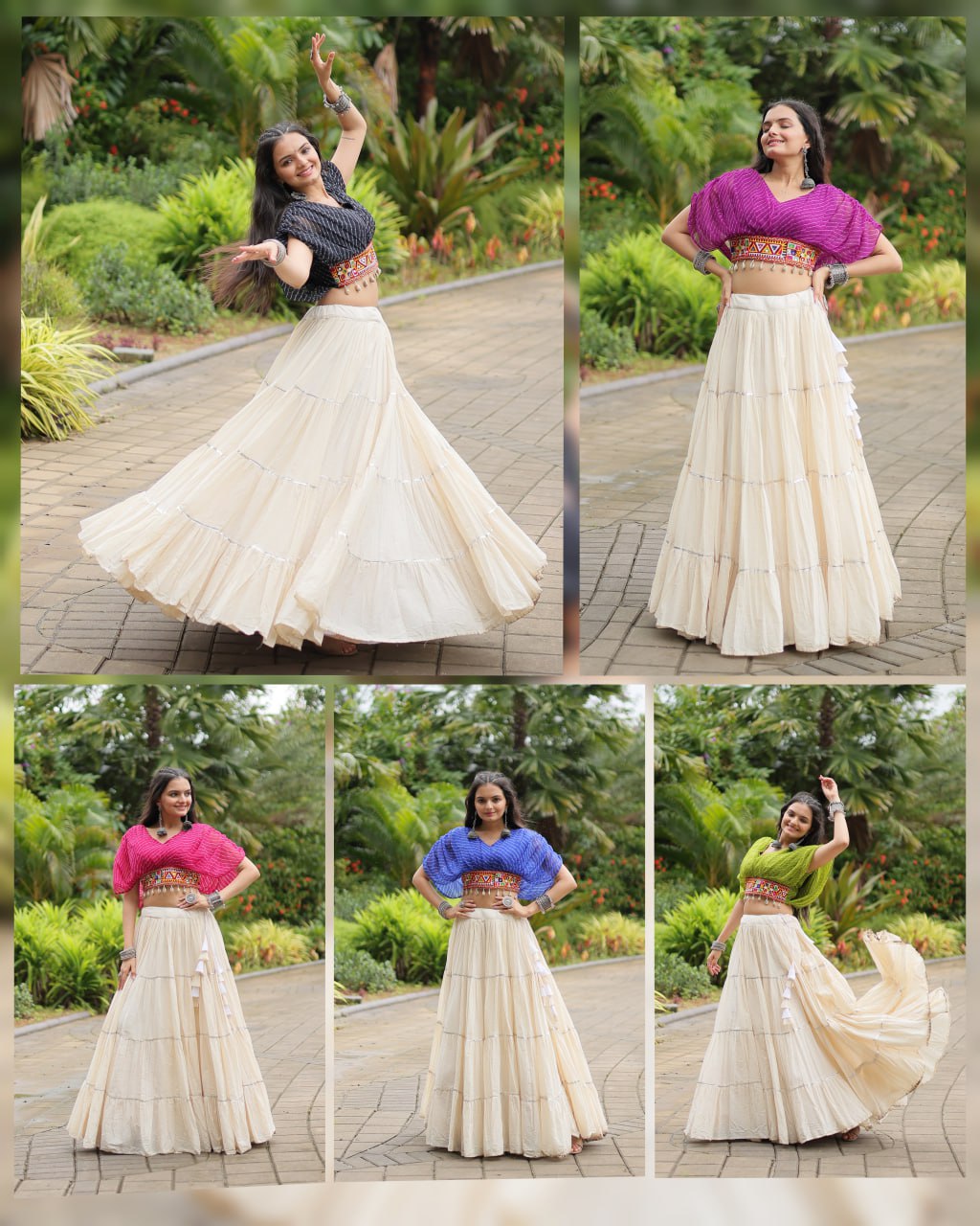 Kiara Blush Embroidered Blouse with Off-White Flared Lehenga