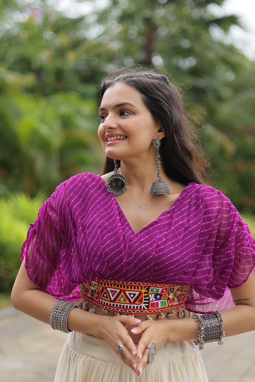 Kiara Blush Embroidered Blouse with Off-White Flared Lehenga