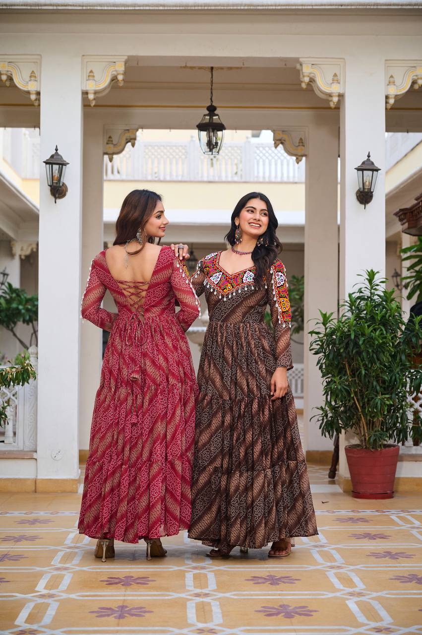 Rajrang Garba Glamour Mirror And Bandhani Magic Gown