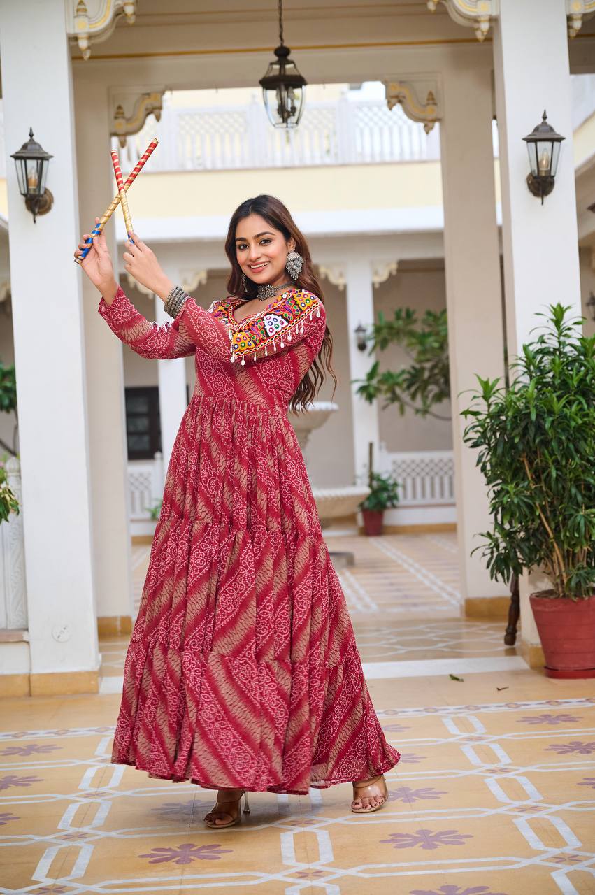 Rajrang Garba Glamour Mirror And Bandhani Magic Gown