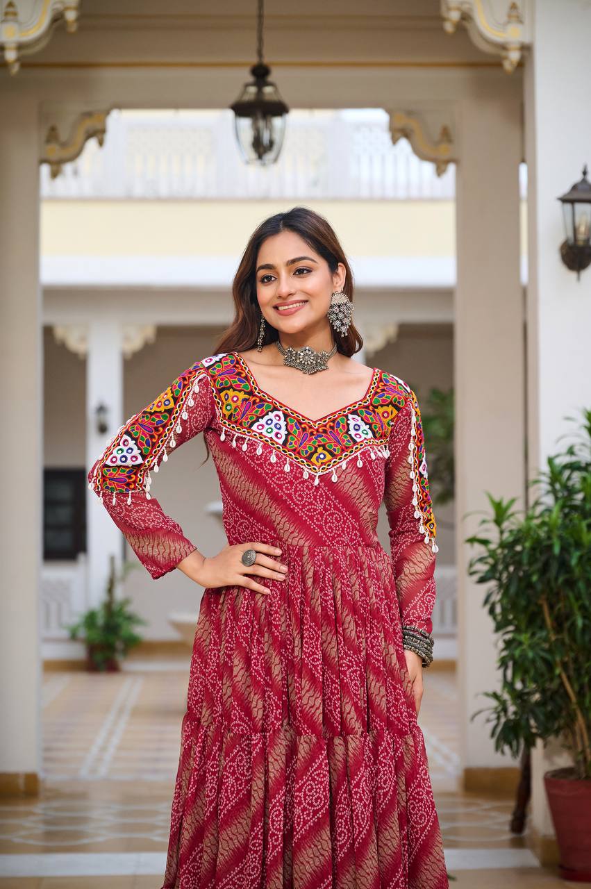 Rajrang Garba Glamour Mirror And Bandhani Magic Gown