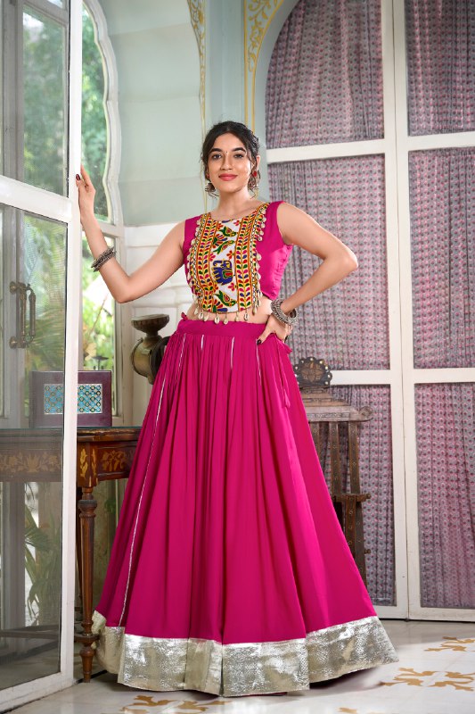 Majestic Charm Twirl Ready Navratri Mirror Work Lehenga