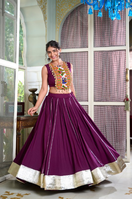 Majestic Charm Twirl Ready Navratri Mirror Work Lehenga