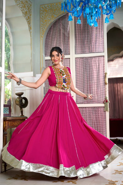 Majestic Charm Twirl Ready Navratri Mirror Work Lehenga